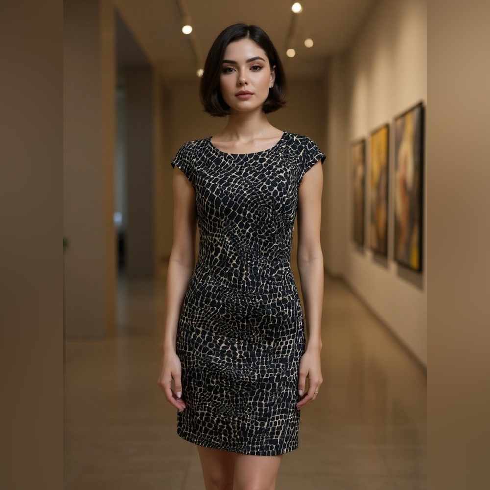 NEW Donna Buchman NWT Side Ruffle PAPRARPTLE Size L Dress